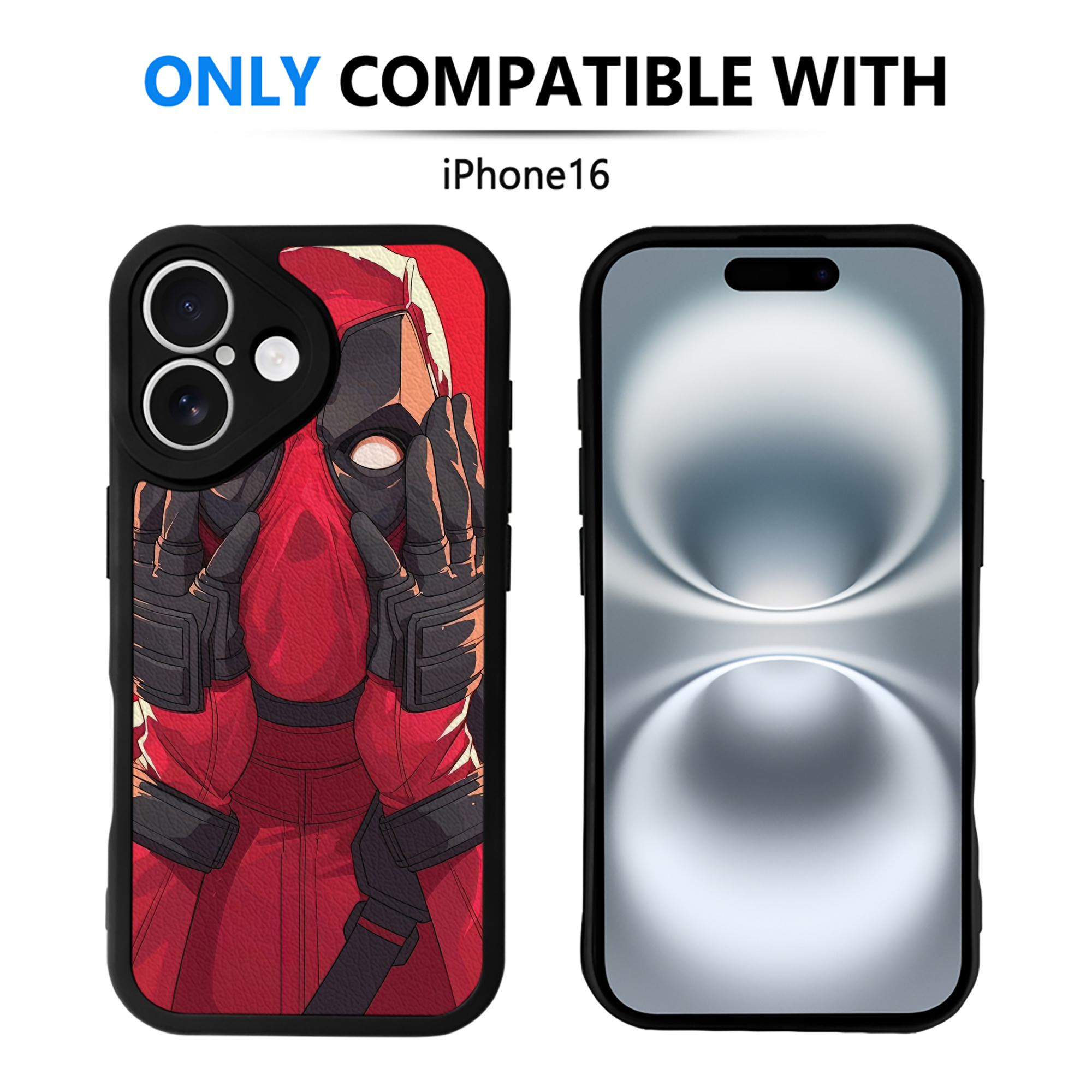 （画像用） Deadpool デッドプール 【iPhone 16シリーズ対応】シリコンスマホケース（レザー調） 材質：シリコン